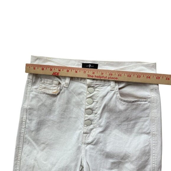 7 for All Mankind Denim High Waist Cropped Straight Leg Jeans Women's 28 White - Picture 11 of 15